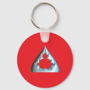 Chaveiro Mandelbrot Prateado em Fundo Vermelho