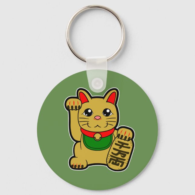 Chaveiro Maneki Neko: Gato Sortudo do Ouro (Frente)