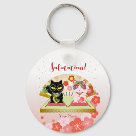 Chaveiro Maneki Neko Lucky Poiluna Round