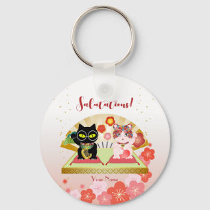 Chaveiro Maneki Neko Lucky Poiluna Round