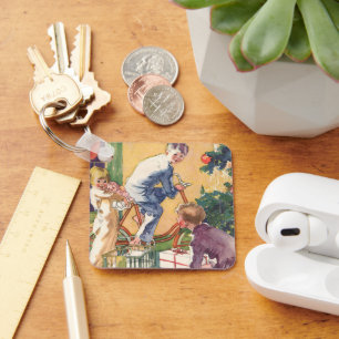 Chaveiro Manhã dos natais vintages, Crianças com Presentes