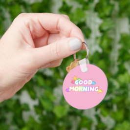 Chaveiro Manhã Kawaii com Sol e Nuvens Arco-íris