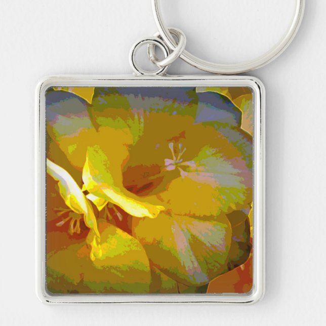 Chaveiro Manipulação digital de Freesia amarela (Frente)