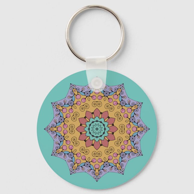 Chaveiro Manipular a pintura Mandala Relógio Face 1 (Frente)