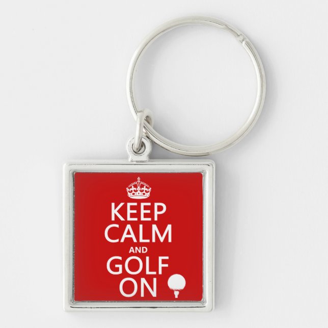 Chaveiro Mantenha a calma e o golfe sobre - disponíveis em (Frente)