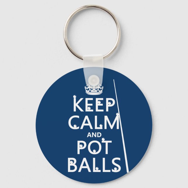 Chaveiro Mantenha as bolas calmas e Potes (snooker/piscina) (Frente)
