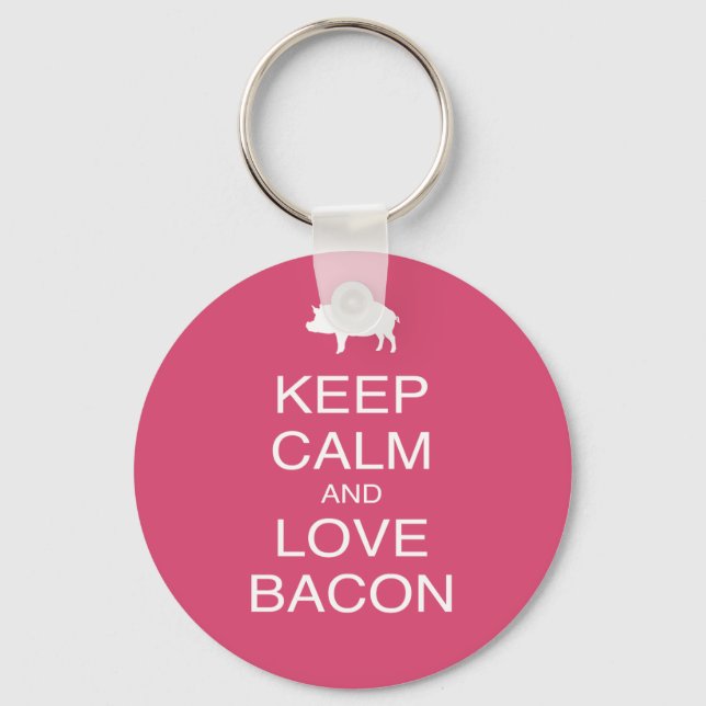 Chaveiro Mantenha calma e amor Impressão de bacon presente  (Frente)