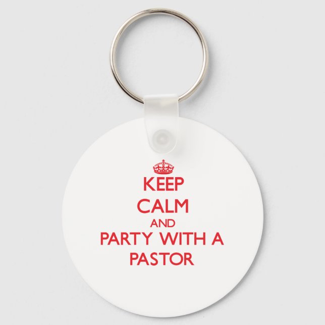 Chaveiro Mantenha calma e festas com um pastor (Frente)