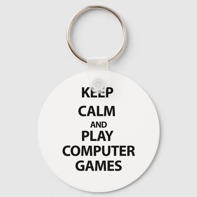 Chaveiro Mantenha calma e jogue jogos de computador (Frente)