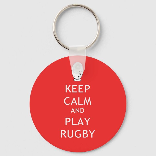 Chaveiro Mantenha calma e jogue rugby (Frente)