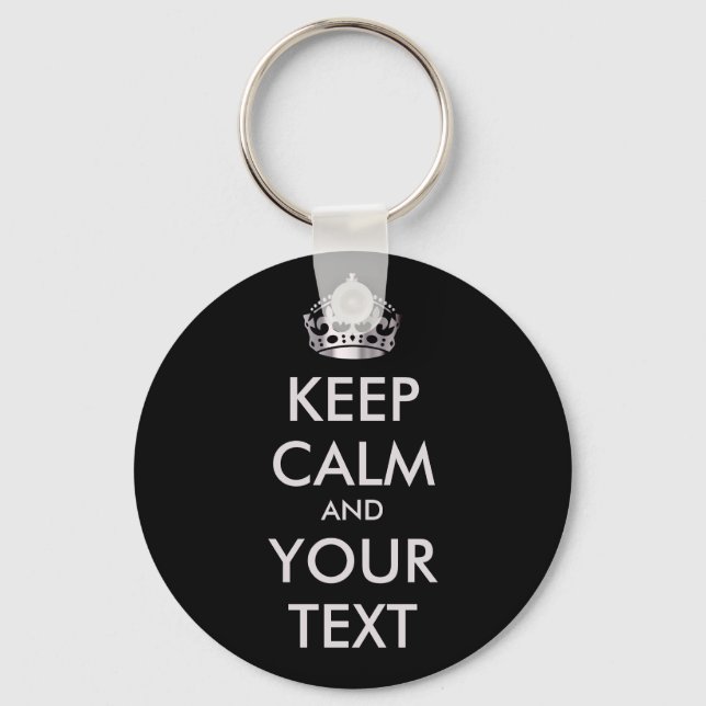Chaveiro MANTENHA CALMA E SEU TEXTO - texto personalizado (Frente)