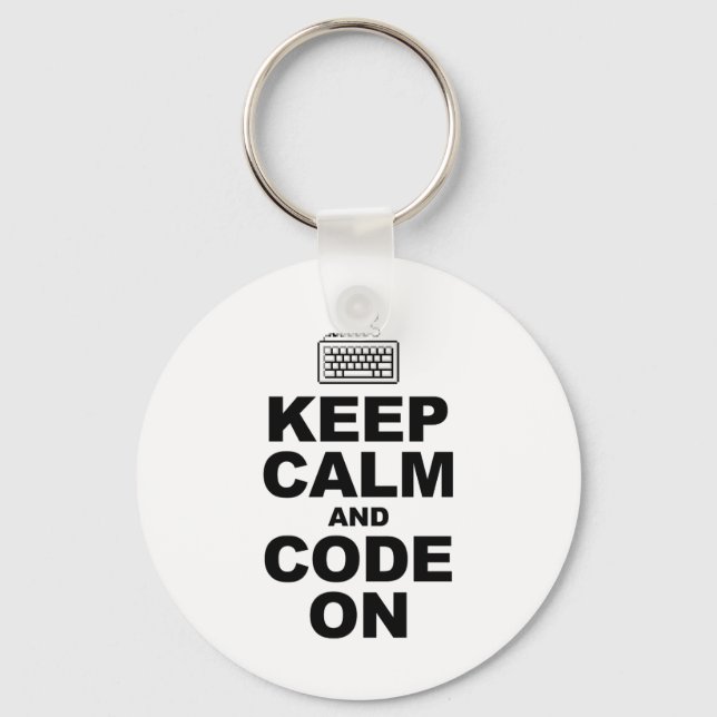 Chaveiro Mantenha-se calmo e faça código (Frente)
