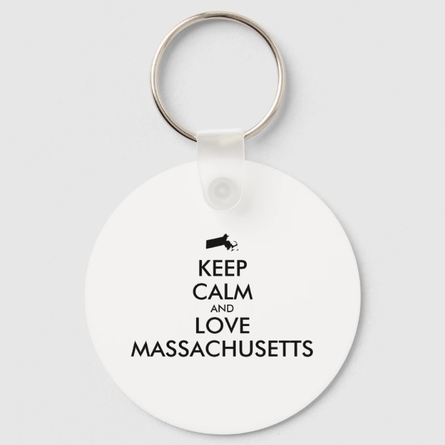 Chaveiro MANTER CALMA E AMAR MASSACHUSETAS personalizáveis (Frente)