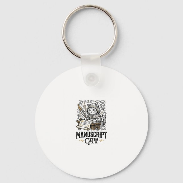 Chaveiro Manuscrito Gato Medieval Manuscrito Vintage Vec (Frente)