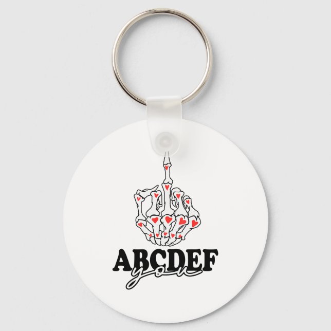 Chaveiro Mão de Esqueleto Abcdef-você Engraçado Dia dos Nam (Frente)
