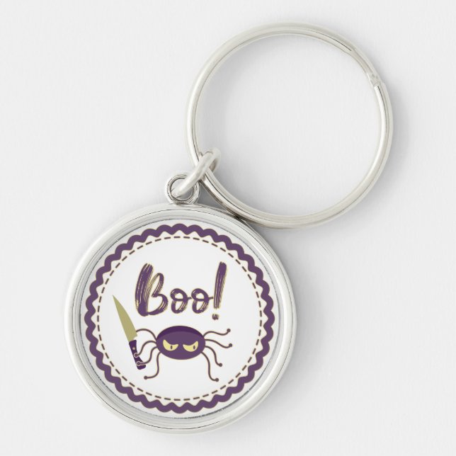 Chaveiro Mão de faca com aranha Dia de as Bruxas engraçado (Frente)