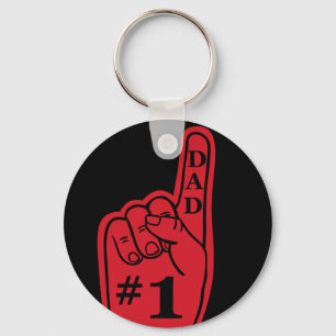 Chaveiro Mão do fã de esportes do pai #1 no vermelho