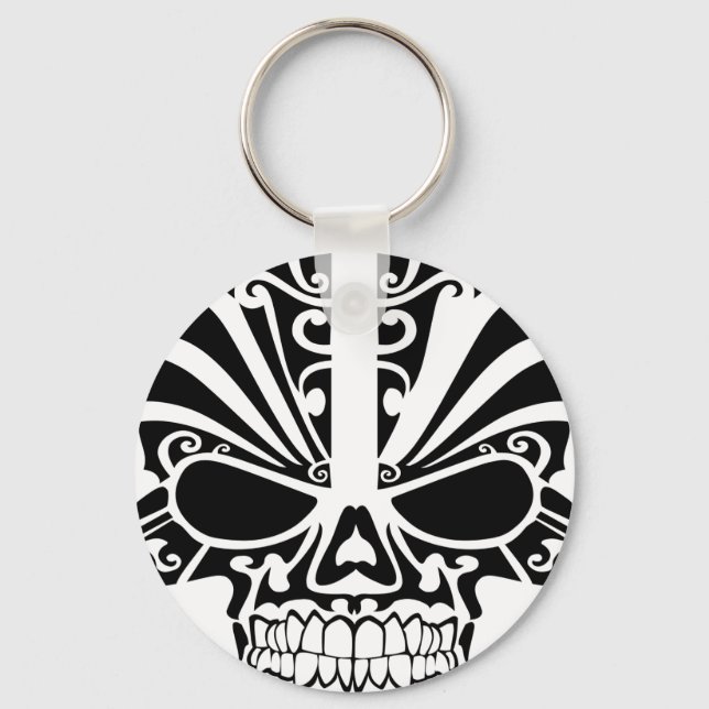 Chaveiro Maori Tattoo Mask Skull (Frente)