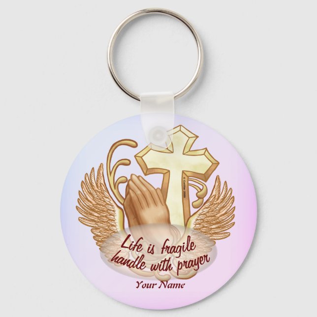 Chaveiro Mãos em Oração Sépia Cristão (Frente)