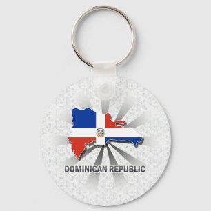 Chaveiro Mapa 2,0 da bandeira da República Dominicana