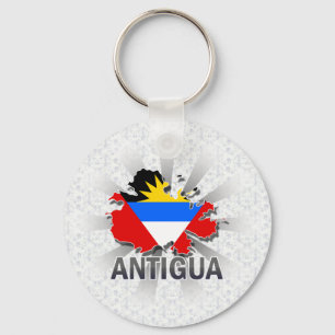 Chaveiro Mapa 2,0 da bandeira de Antígua