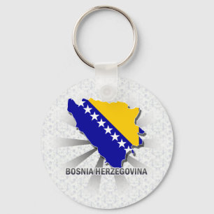 Chaveiro Mapa 2,0 da bandeira de Bósnia - de Herzegovina