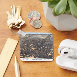 Chaveiro Mapa aéreo antigo da cidade de San Antonio, Texas