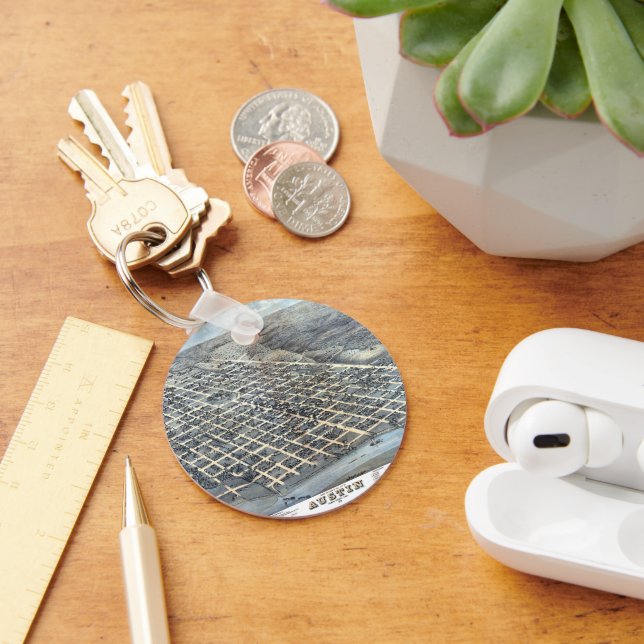 Chaveiro Mapa Antigo Aéreo da Cidade de Austin, Texas de 18 (Mesa)