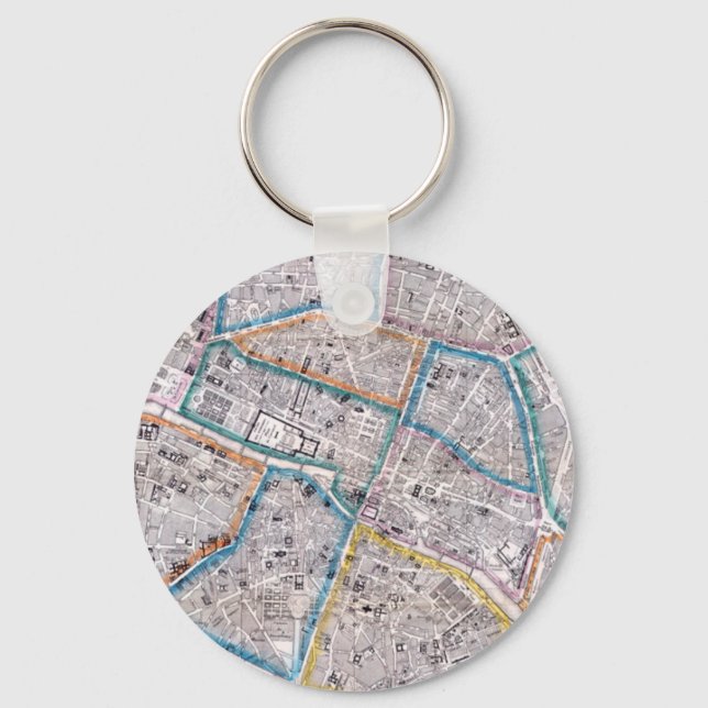 Chaveiro Mapa antigo de Paris (Frente)