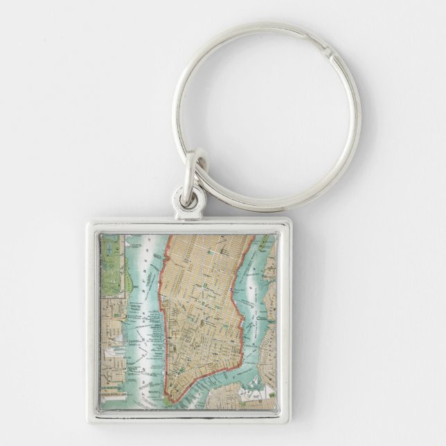 Chaveiro Mapa antigo do Lower Manhattan e do Central Park (Frente)