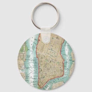 Chaveiro Mapa antigo do Lower Manhattan e do Central Park