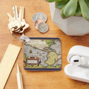 Chaveiro Mapa Antigo do Mundo das Américas, 1570