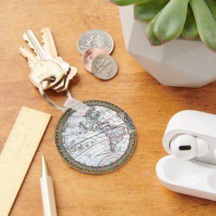 Chaveiro Mapa Antigo do Mundo por Claude Auguste Berey