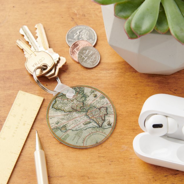 Chaveiro Mapa antigo mundial das Américas, 1597 (Mesa)