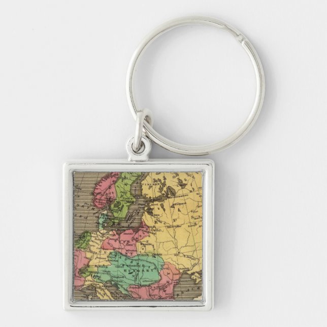Chaveiro Mapa Atlas Colorido da Europa (Frente)