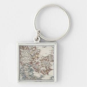 Chaveiro Mapa Atlas da Dinamarca com 5 mapas de entrada