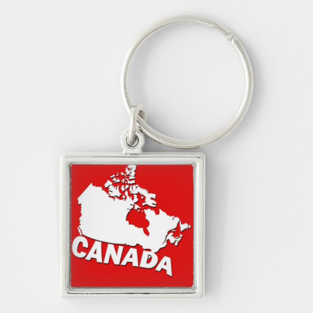 Chaveiro Mapa branco e vermelho de Canadá (Frente)