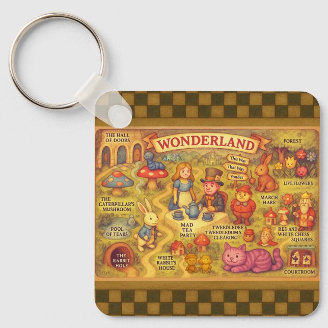 Chaveiro Mapa Caprichoso das Aventuras de Alice no País das (Frente)