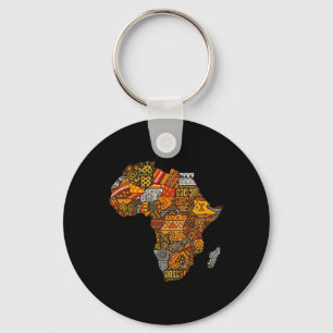 Chaveiro Mapa da África Kente Juneteenth Afro-Americano Pre