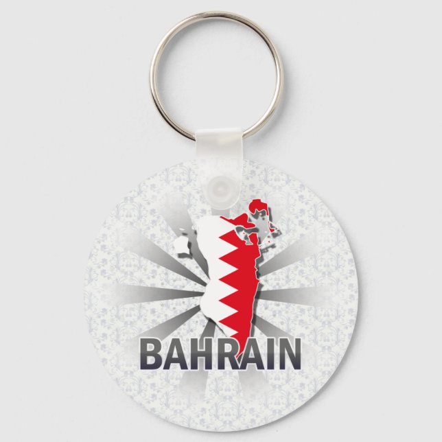 Chaveiro Mapa da bandeira do Bahrein 2.0 (Frente)