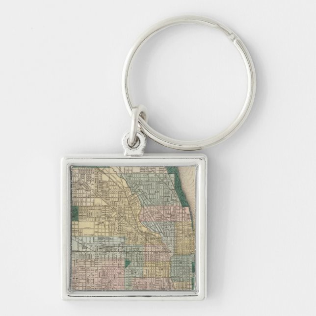 Chaveiro Mapa da cidade de Chicago (Frente)