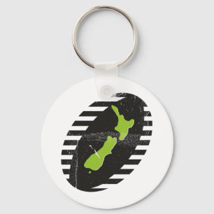 Chaveiro Mapa Da Nova Zelândia Sobre O Rugby Ball Grungy