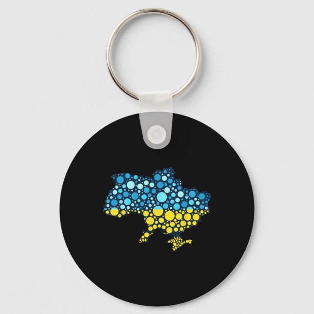 Chaveiro Mapa da Ucrânia Azul Amarelo Bandeira da Ucrânia A (Frente)