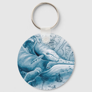 Chaveiro Mapa da Vintagem Azul Humpbacks