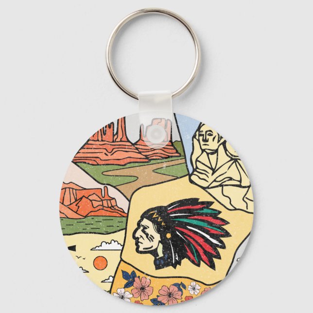 Chaveiro Mapa das Ilhas Badlands Mt Rushmore Colinas Negras (Frente)