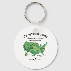 Chaveiro Mapa de 62 Parques Nacionais Us Park Vintage Acamp