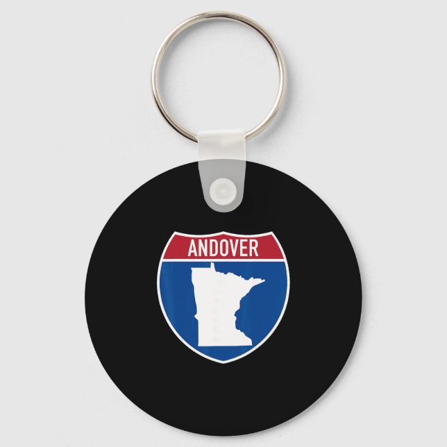 Chaveiro Mapa de Andover Minnesota Sinal de Estrada Interes (Frente)