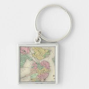 Chaveiro Mapa De Boston E Cidades Adjacentes