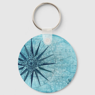 Chaveiro Mapa de navegação náutica do Vintage