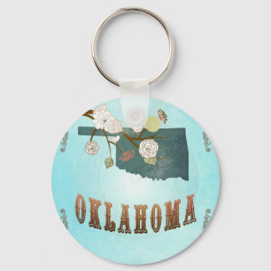 Chaveiro Mapa de Oklahoma com lindas aves